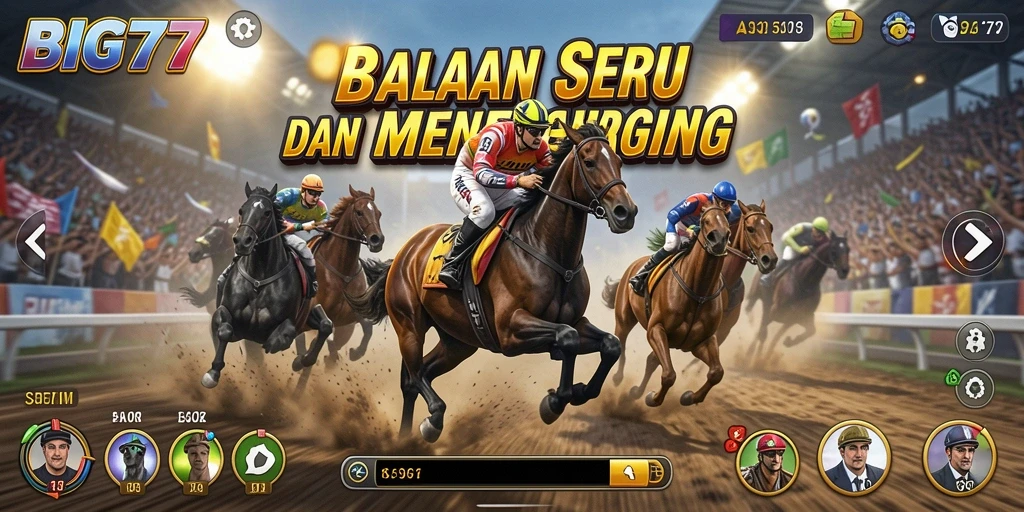 Tampilan gameplay seru dari BIG77, balapan dengan kecepatan tinggi.
