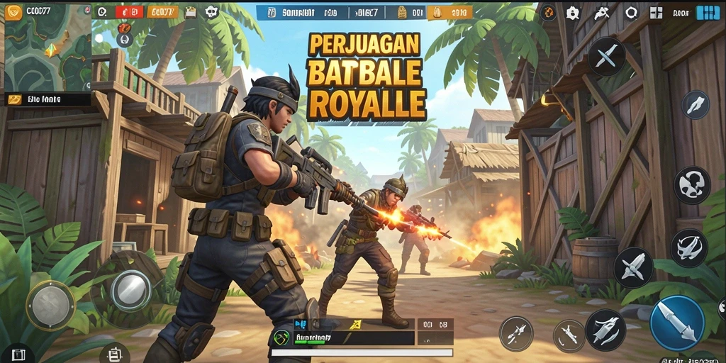 Gameplay C0077 yang menegangkan dalam mode battle royale.