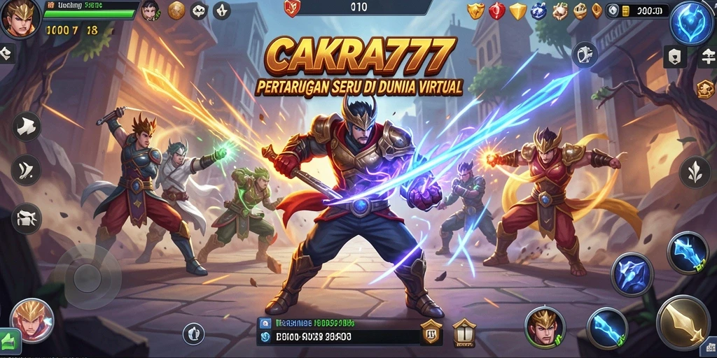 Tangkapan layar gameplay <strong>CAKRA777</strong> menunjukkan pertarungan aksi yang seru.