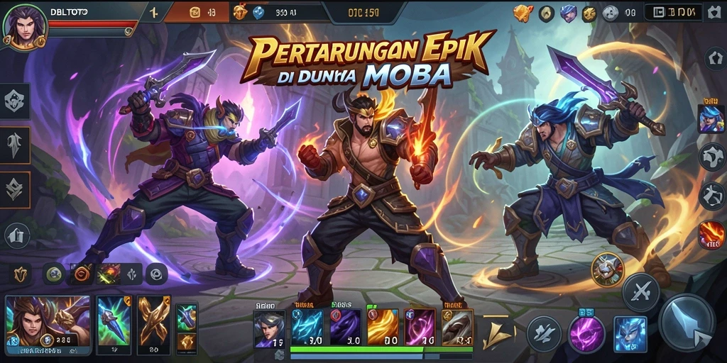 Screenshot gameplay DBLTOTO dengan aksi seru dalam pertarungan MOBA.