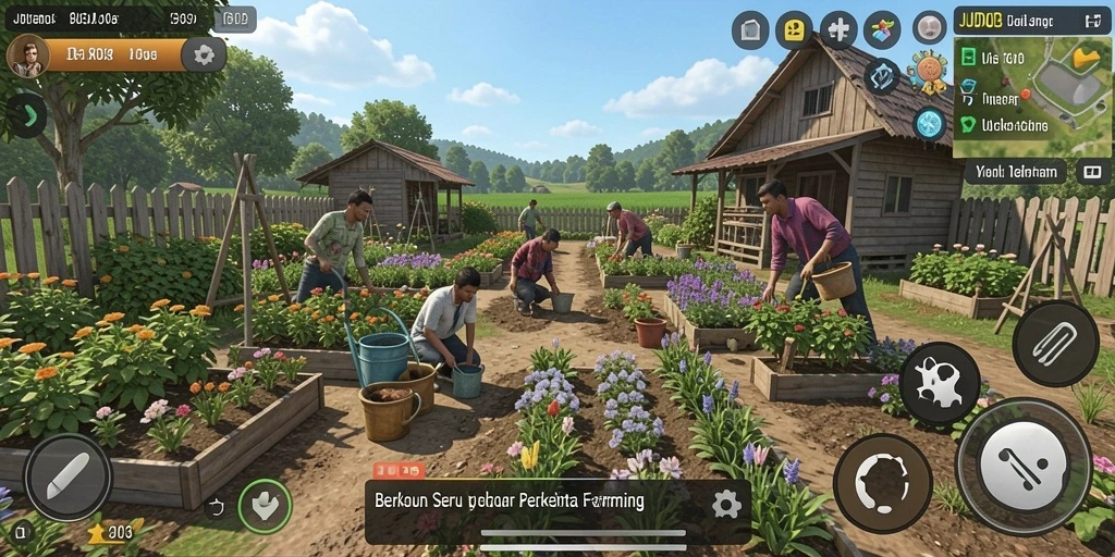 Tampilan gameplay menarik dari JUDOL303 saat merawat kebun.