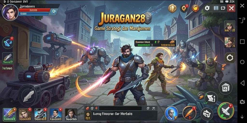 Tampilan gameplay menarik dari JURAGAN28 yang menampilkan strategi dan manajemen.