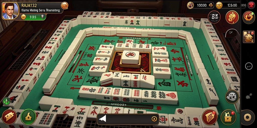 Tampilan menarik dari gameplay RAJA132 dengan grafis Mahjong yang memukau.