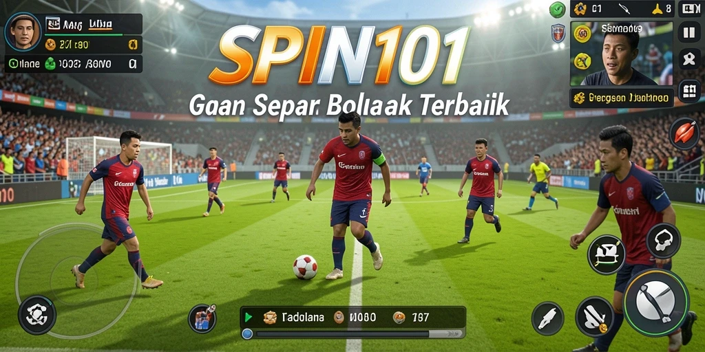 Gameplay menarik di <strong>SPIN101</strong> menampilkan pertandingan seru sepak bola.