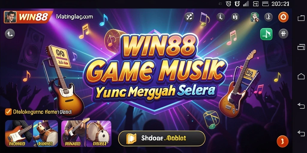 Tangkapan layar utama WIN88 menampilkan gameplay seru dengan alunan musik.